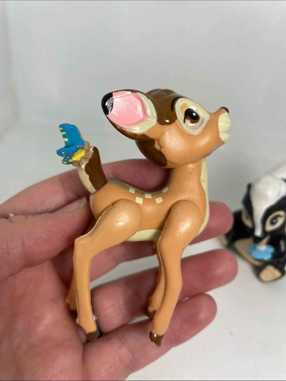 Bambi Butterfly Tail Baby Deer & Flower Skunk Figure 1990's  3.5